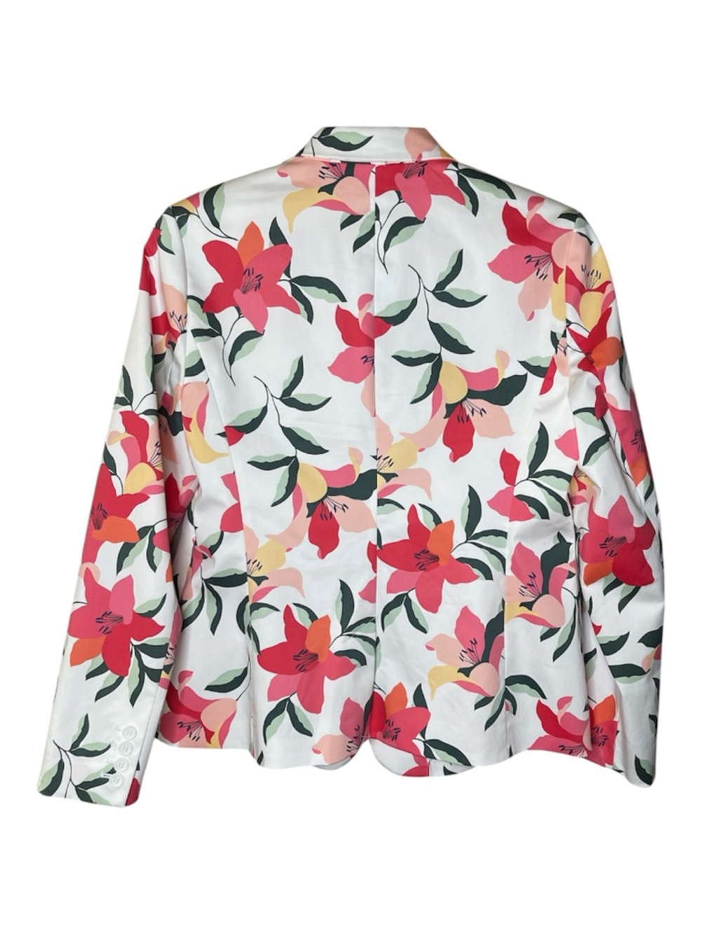 Liz Claiborne Floral Print White Blazer Jacket - Women Sz 12 - Picture 2 of 4